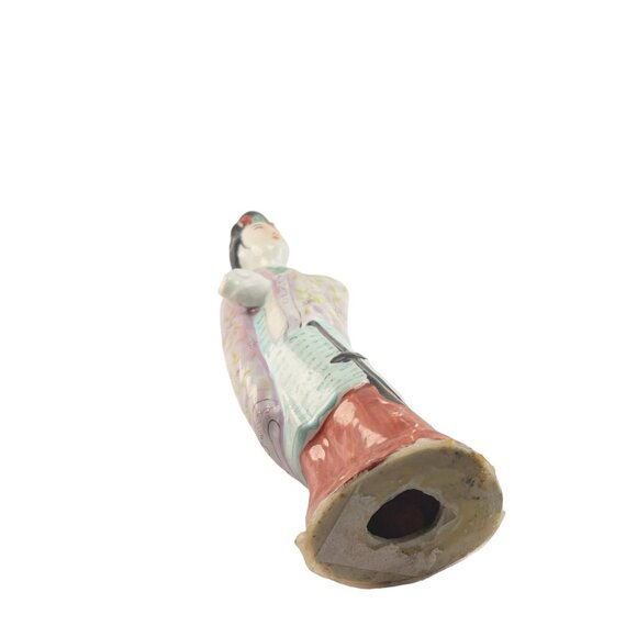 Vintage Hand-Painted Chinese Woman Holding Scroll Statue Figurine 10 inch - Picture 6 of 7